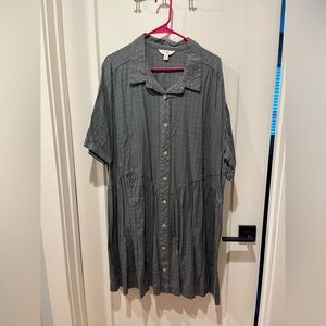 Women’s Green Button-Up Shirt A line dress
